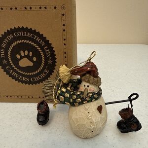 1998 Boyd’s Bears Carvers Choice Burt Jr Bundle Up Snowman 370102